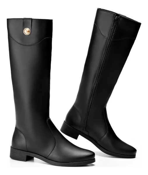 Bota Feminina Lumiss Montaria Salto Rasteira Cano Alto