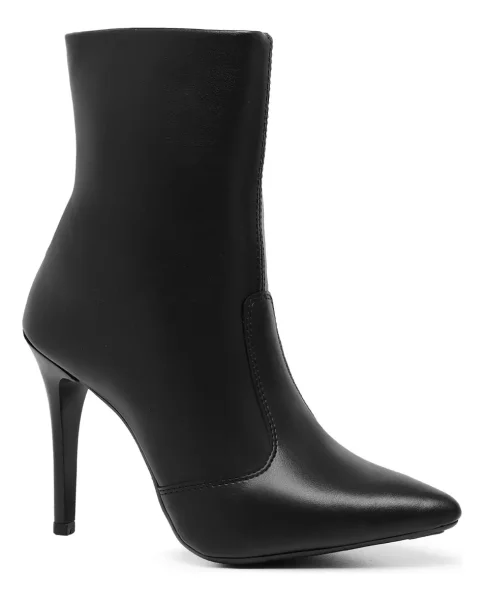 Bota Feminina Cano Curto Bico Fino Salto Alto Ajuste Zíper