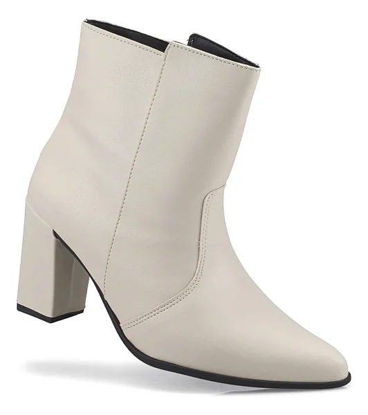 Bota Coturno Feminina Salto Bloco Grosso Bico Fino Cano Curt