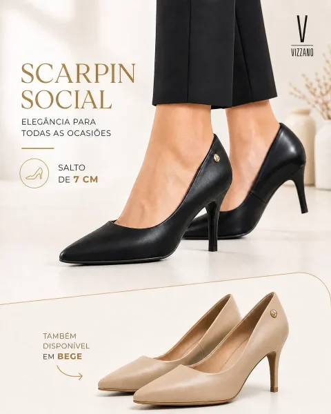 Sapato Scarpin Vizzano Salto Baixo Executivo Premium 7cm