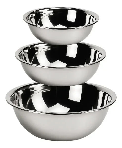 3 Tigela Bowl Bacia Vasilha Inox Saladeira Multiuso