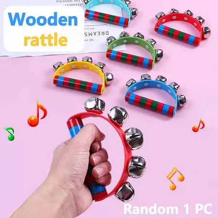 RoadGold — Sinos de Mão Infantil com 5 Jingle Bells e Cabo de Madeira