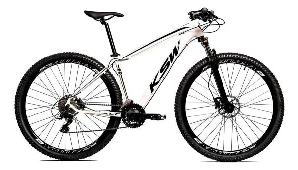 Bicicleta Aro 29 KSW 24V Freio a Disco - Alumínio, Quadro 21", Branca