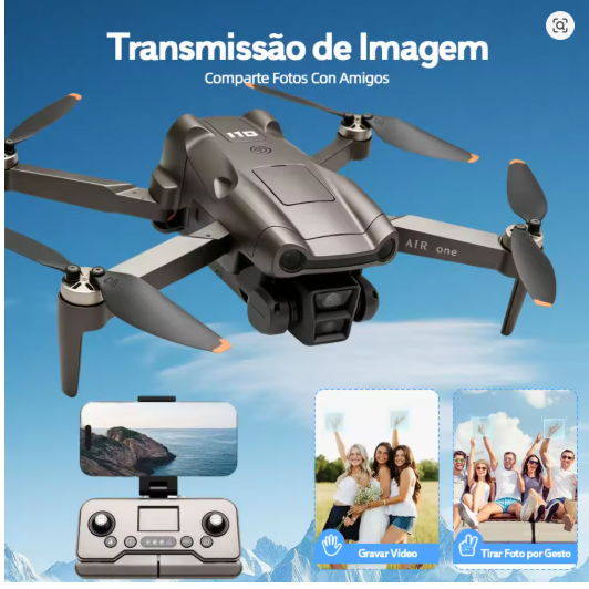 Drone Profissional Dli-air One Câmera Dupla 4k Fpv Wifi Gps Retorno Automático Com Luz Dobrável 2 Baterias Controle Remoto