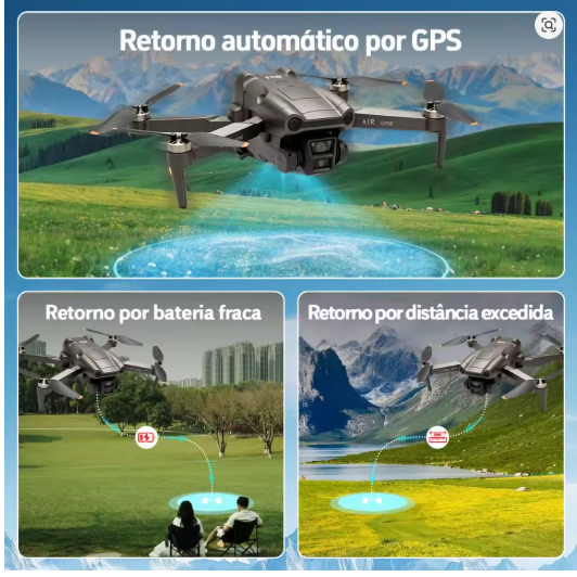 Drone Profissional Dli-air One Câmera Dupla 4k Fpv Wifi Gps Retorno Automático Com Luz Dobrável 2 Baterias Controle Remoto