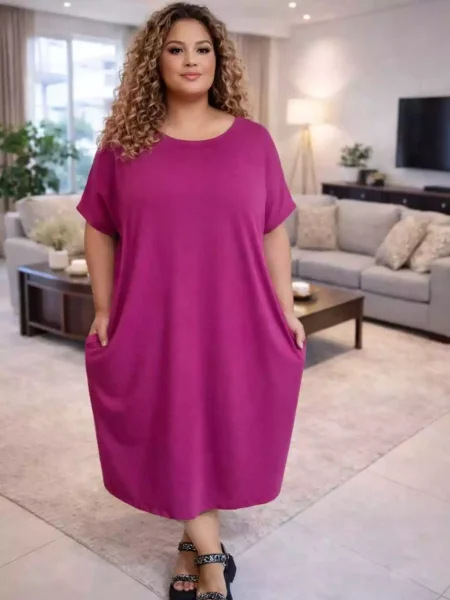 Vestido Plus Size Soltinho em Viscolycra