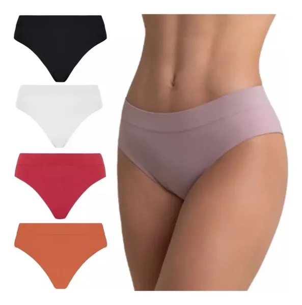 Kit 5 Calcinhas Loba Lupo 40300  - Básicas Sem Costura, Feminina