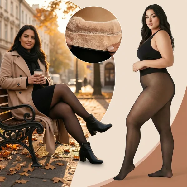 Kit 2 Meia Calça Térmica Lã Plus Size Translúcida Pelúcia