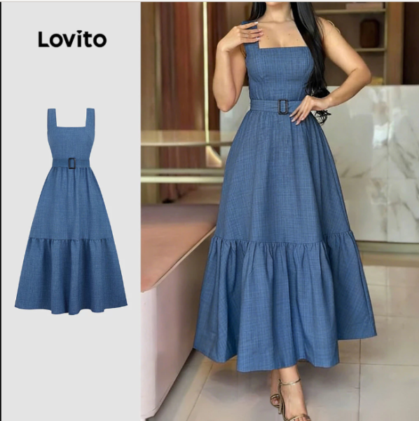 Vestido Casual C/Ziper e Cinto Barra (Lovito)
