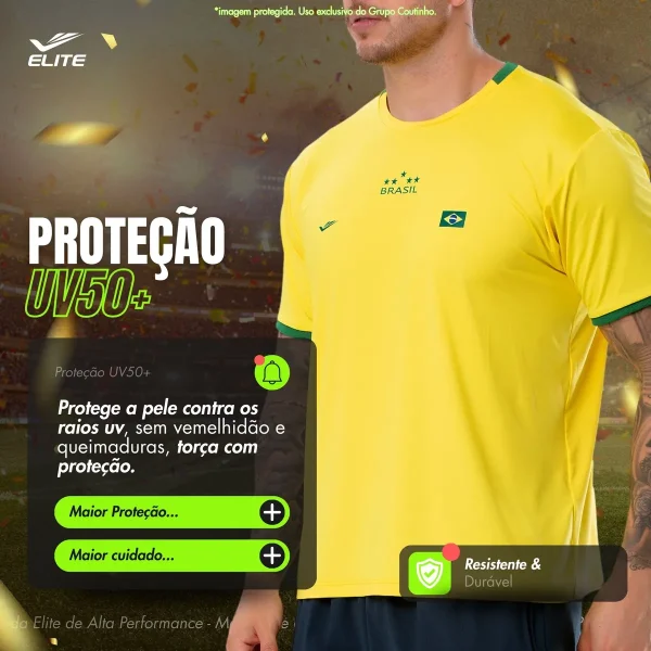 Camiseta Dry Fit Brasil UV Copa do Mundo Elite - Masculina