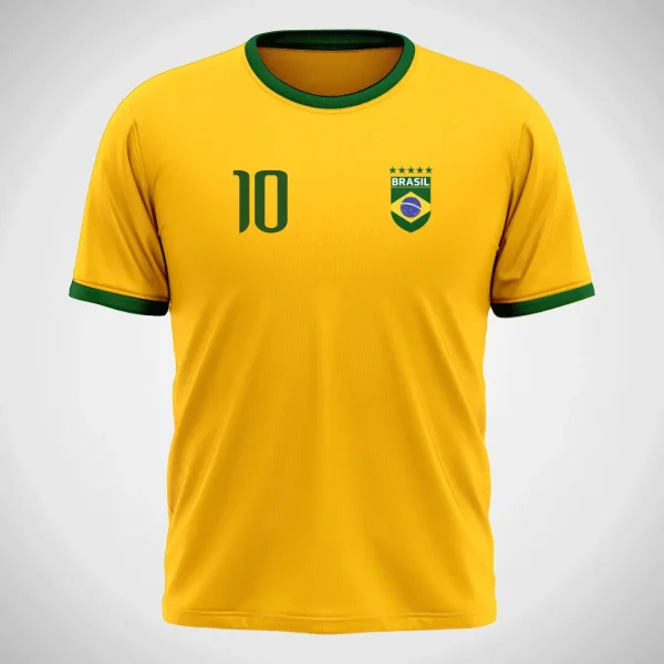 Camiseta Brasil Personalizada - Camiseta Oficial Personalizável com Nome e Número, ideal para Torcer com Estilo.