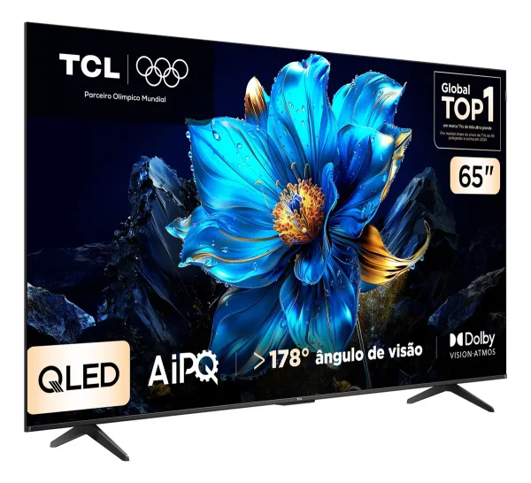 Smart TV TCL 65" QLED 4K P7K - Google TV. Img Vibrante C/QLED 4K,  Sup. HDR10+ e Dolby Vision.